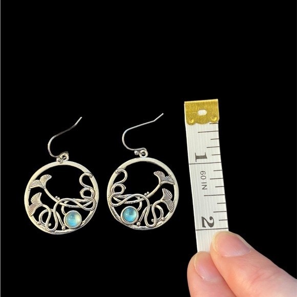 Boho moonlit garden floral earrings with sky blue Crystal 3 for $12 - Picture 4 of 4